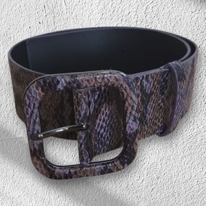 Tahari Arthur S. Levine Faux Snakeskin Wide Belt Size 2